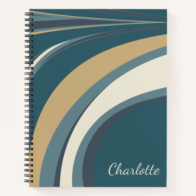 Stylish Abstract Marble Art in Teal Personalized Notebook (Front)