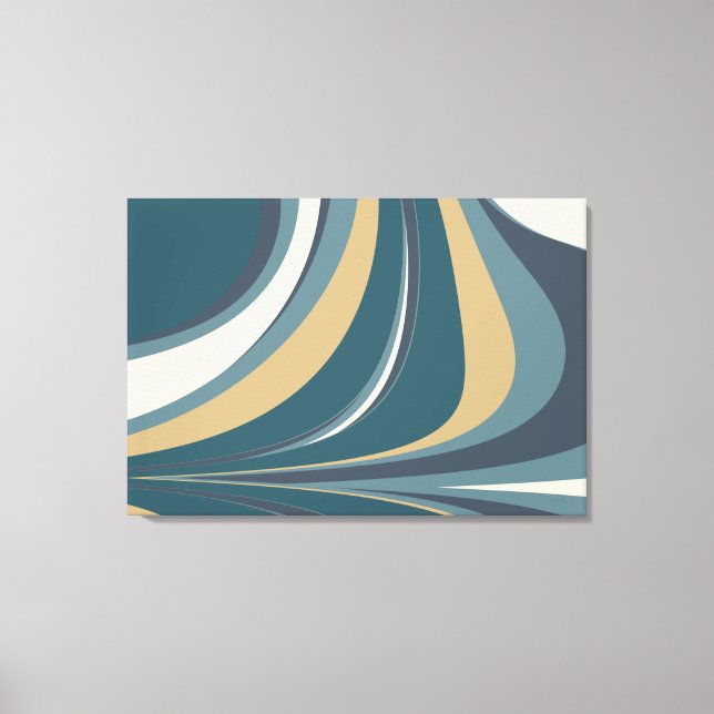 Stylish Abstract Marble Swirl in Teal and Gold Canvas Print (Front)