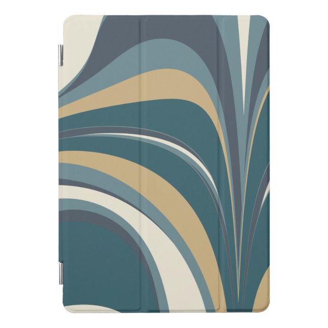 Stylish Abstract Marble Swirl in Teal and Gold iPad Pro Cover (Front)