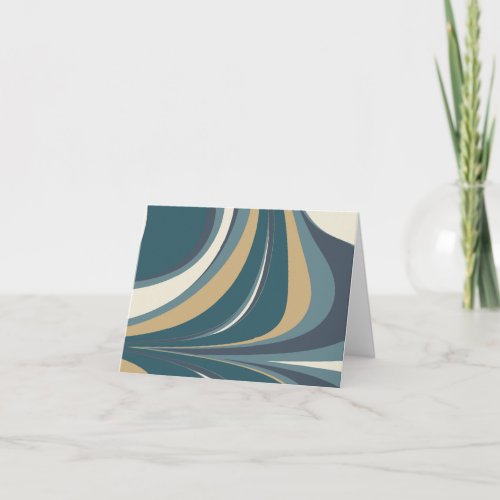 Stylish Abstract Marble Swirl in Teal and Gold Note Card