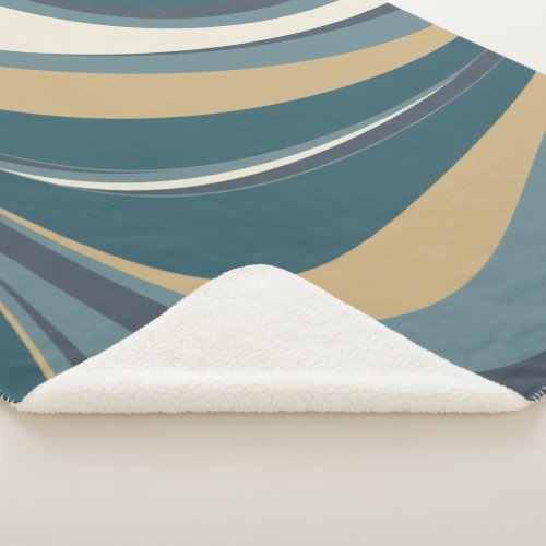 Stylish Abstract Marble Swirl in Teal and Gold Sherpa Blanket