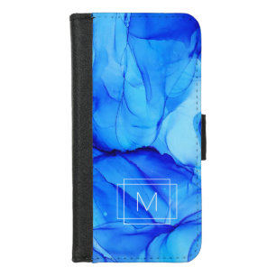 Stylish Abstract Navy Violet Art Monogram iPhone 8/7 Wallet Case