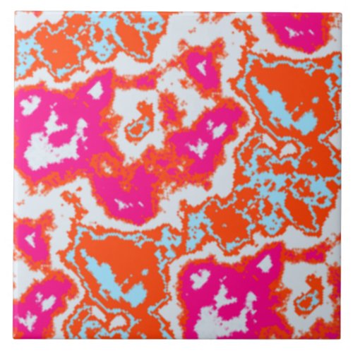Stylish Abstract Pattern Orange Pink Ceramic Tile