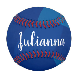 Stylish Abstract Shapes in Blue Personalized Name Baseball