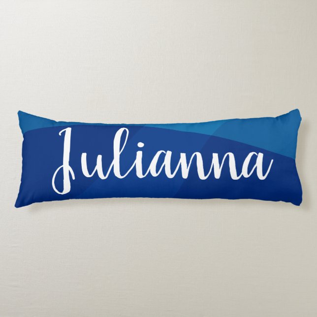 Stylish Abstract Shapes in Blue Personalized Name Body Pillow (Front)