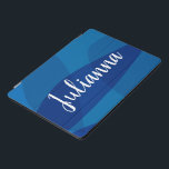 Stylish Abstract Shapes in Blue Personalized Name iPad Pro Cover<br><div class="desc">This stylish minimalist modern artwork combines simple organic circle shapes with beautiful gradients of blue. Personalize it with your name in script lettering.</div>