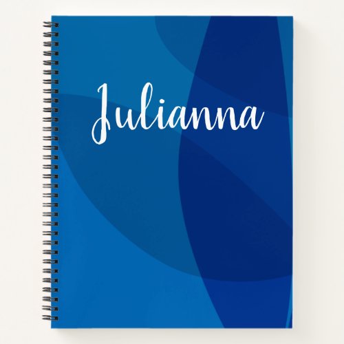 Stylish Abstract Shapes in Blue Personalized Name Notebook