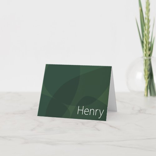 Stylish Abstract Shapes in Green Personalized Name Note Card