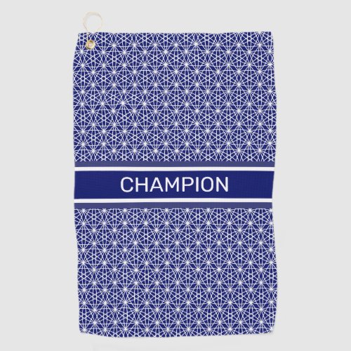 Stylish Abstract Star Pattern in Blue  White Golf Towel