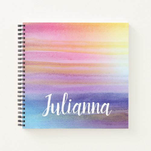 Stylish Abstract Watercolor Pink Purple with Name Notebook