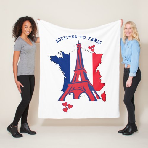 Stylish ADDICTED TO PARIS Fleece Blanket