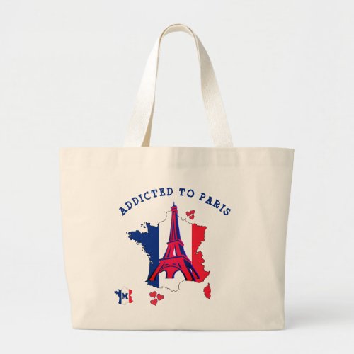 Stylish Addicted to PARIS Large Tote Bag