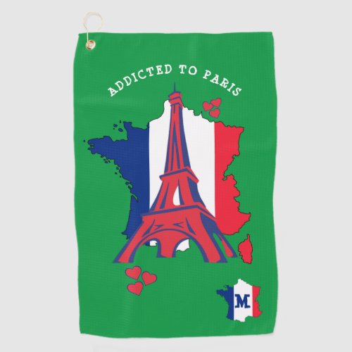 Stylish ADDICTED TO PARIS Monogram Golf Towel
