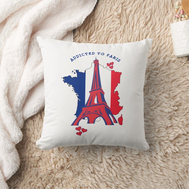 Stylish ADDICTED TO PARIS Throw Pillow (Blanket)