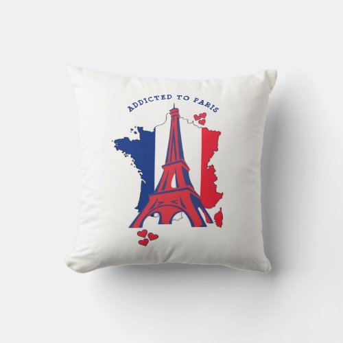 Stylish ADDICTED TO PARIS Throw Pillow