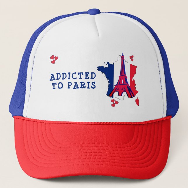 Stylish ADDICTED TO PARIS Trucker Hat (Front)