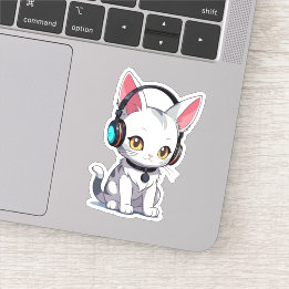 Stylish Adorable Cat in Headphones Sticker