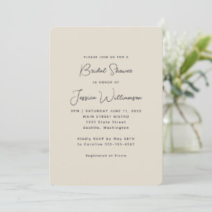 Stylish Aesthetic Off-White Black Bridal Shower Invitation
