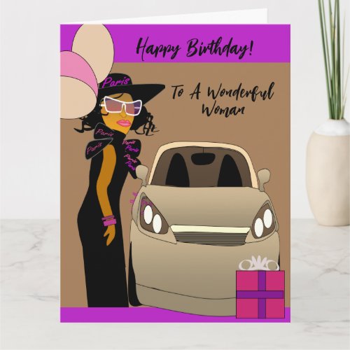Stylish African American Woman Birthday Card