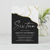 Stylish Agate & Marble 16th Birthday Invitation (Standing Front)