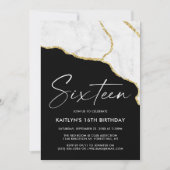 Stylish Agate & Marble 16th Birthday Invitation (Front)
