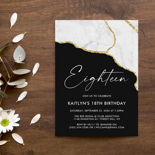 Stylish Agate & Marble 18th Birthday