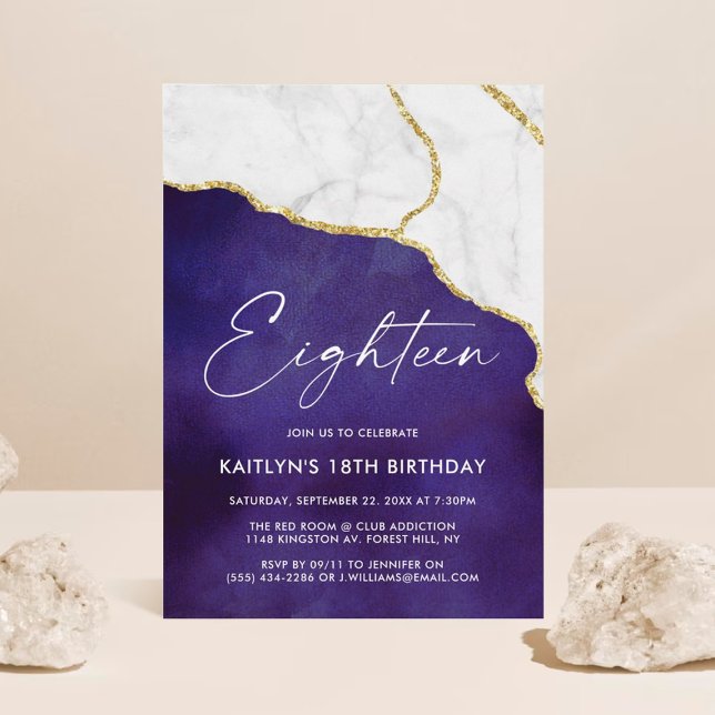 Stylish Agate & Marble 18th Birthday Invitation (Creator Uploaded)