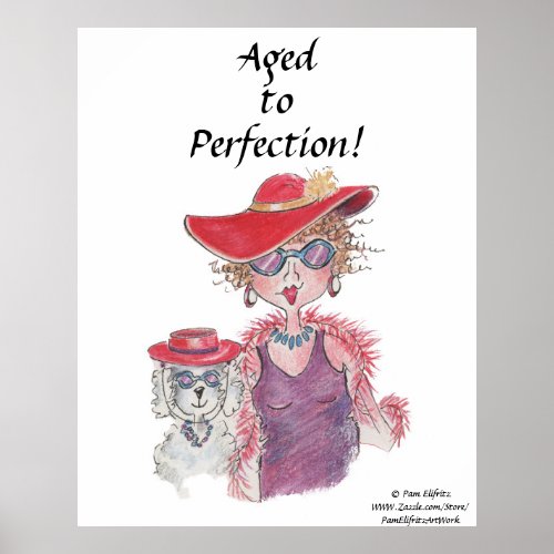 Stylish Aged to Perfection Woman Caricature Poster