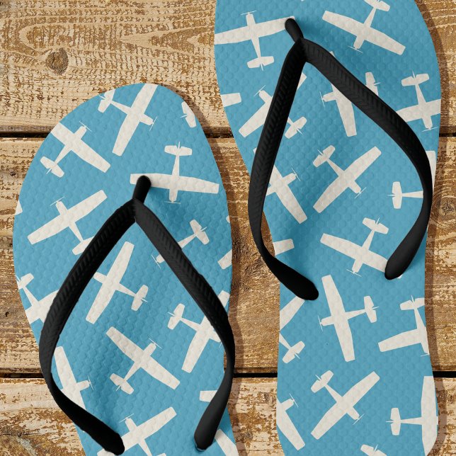Stylish Aircraft Pattern Blue Flip Flops (Creator Uploaded)
