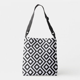 Stylish All-Over-Print Black and White Meander Crossbody Bag