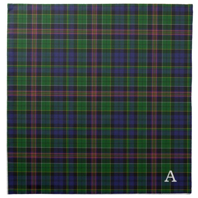 Stylish Allison Monogram Tartan Plaid Cloth Napkin (Front)