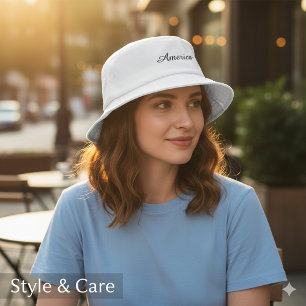 Stylish America Text Mark Classic Bucket Hat