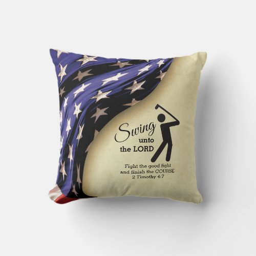 Stylish American Flag Golf Throw Pillow