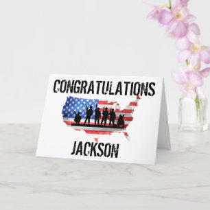 Stylish American Personalized Army Graduation Card
