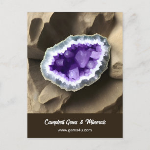 Stylish Amethyst Geode Custom Business Postcard