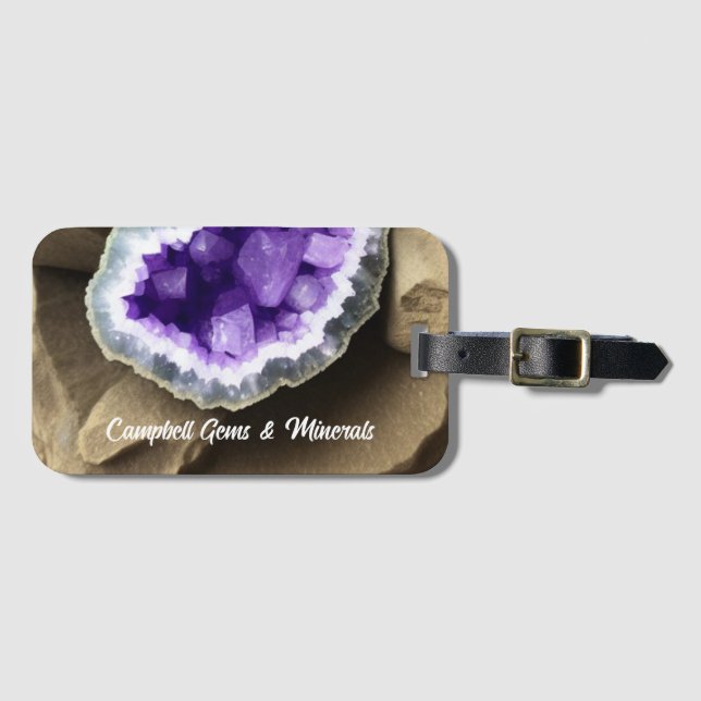 Stylish Amethyst Geode Custom Luggage Tag (Front Horizontal)