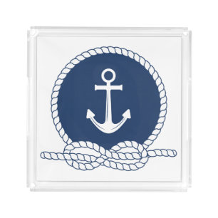 Stylish Anchor And Rope Acrylic Tray