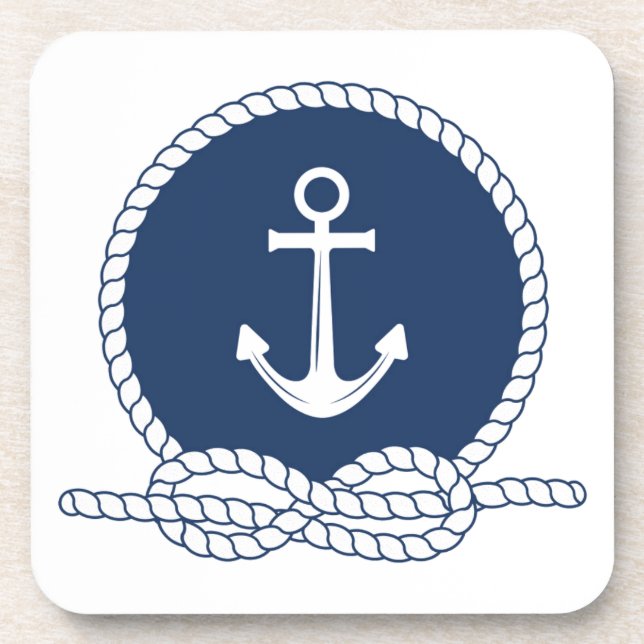 Stylish Anchor And Rope Beverage Coaster (Front)