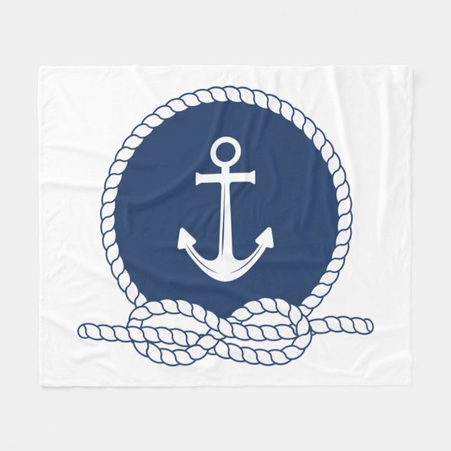 Stylish Anchor And Rope Fleece Blanket (Front (Horizontal))