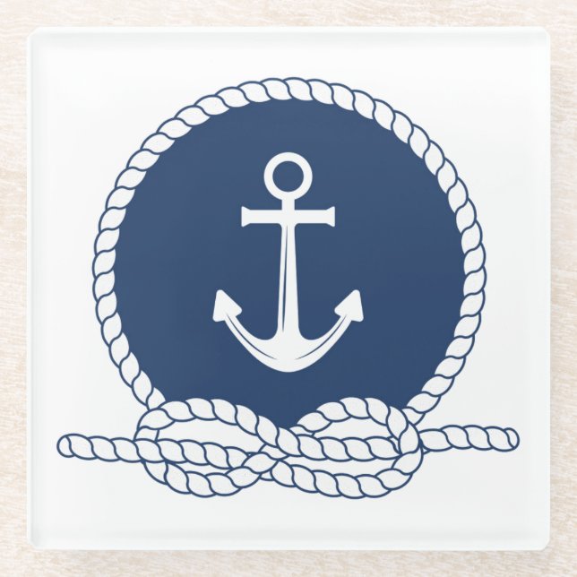 Stylish Anchor And Rope Glass Coaster (Front)