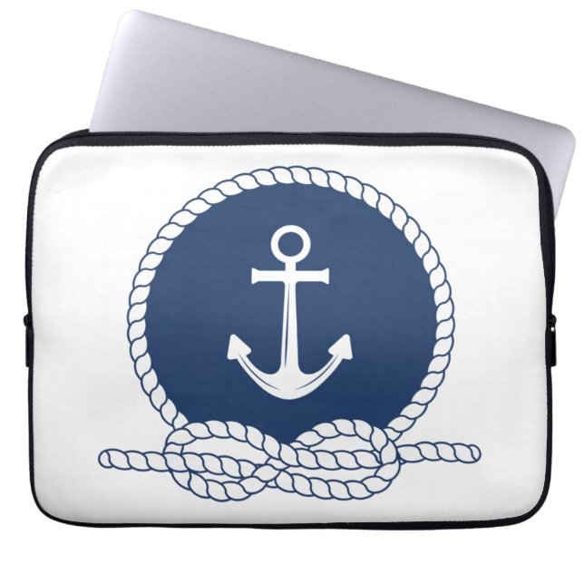 Stylish Anchor And Rope Laptop Sleeve (Front)