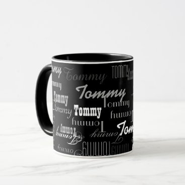 stylish and black, create your own name pattern mug