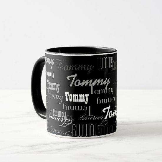 stylish and black create your own name pattern mug