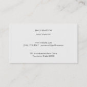 Stylish and Chic Event Planner and Party Oragnizer Business Card (Back)