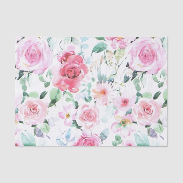 Stylish and Colorful Floral Roses Tissue Paper (Front)