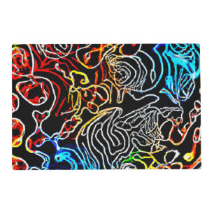 Stylish and Colorful Neon Patterns Shape Placemat