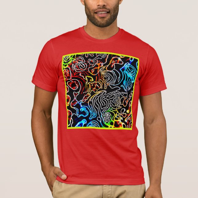 Stylish and Colorful Neon Patterns Shape T-Shirt (Front)