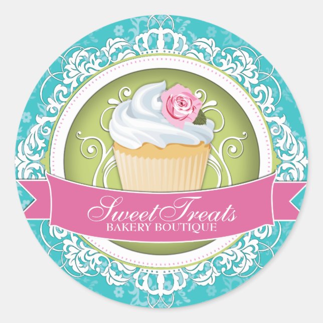 Stylish and Elegant Cupcake Box Stickers (Front)
