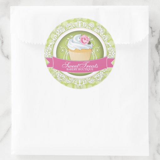 Stylish and Elegant Cupcake Box Stickers Zazzle