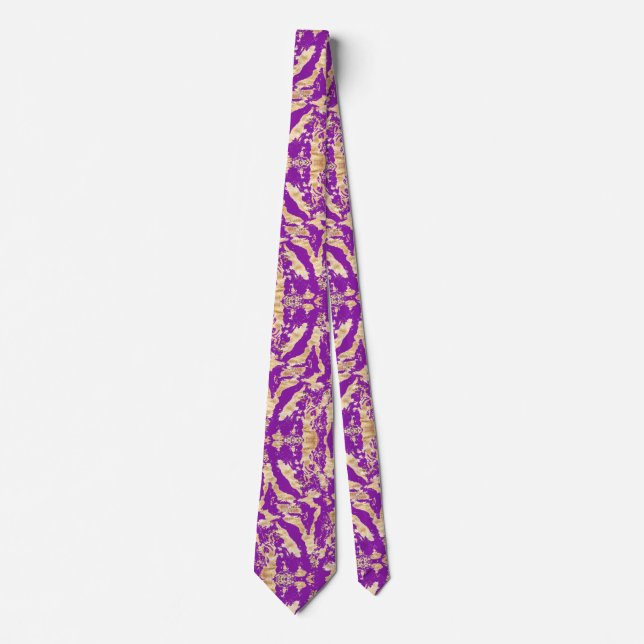 Stylish and Elegant Gold Marble Texture pattern Neck Tie (Front)